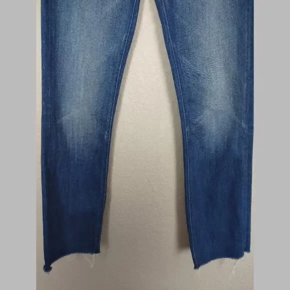 MOTHER The Mid Rise Dazzler Crop Fray Jeans In Squeeze It Size 25